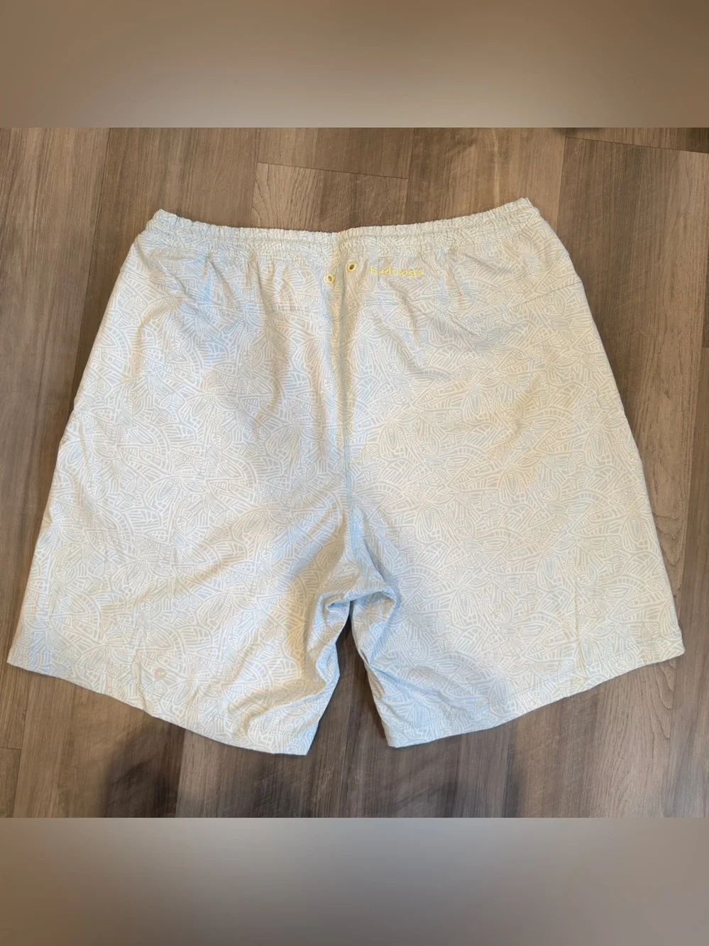 Birddogs Light Blue White Patterned Lined Swim Trunks with